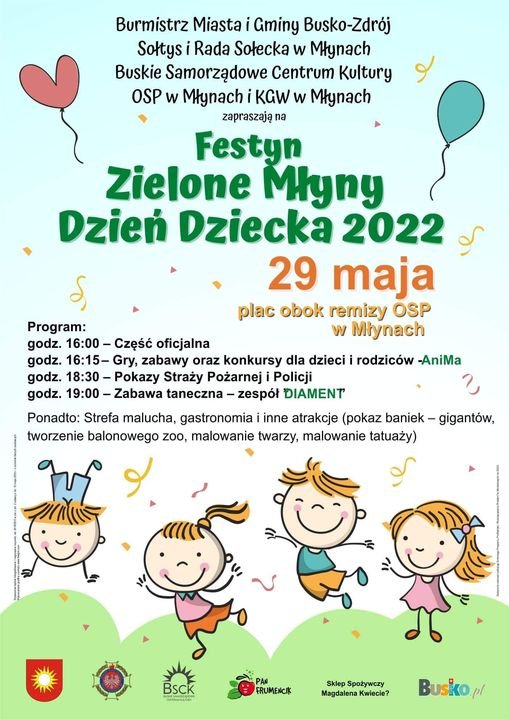 W niedzielê, 29 maja z okazji Dnia Dziecka zapraszamy na Festyn "Zielone M³yny".<br />