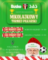SAS Akademia AKS 1947 Busko-Zdrój zaprasza młodych zawodników oraz ich rodziców na dwudniowy Mikołajkowy Turniej Piłkarski, który odbędzie się w Hali Powiatowego Międzyszkolnego Ośrodka Sportowego im. Józefa Grudnia przy ul. Kusocińskiego 3 w Busku-Zdroju.