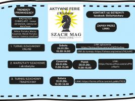 Ferie zimowe w Busku-Zdroju mogą upłynąć pod znakiem królewskiej gry. Szachowy Klub Sportowy Szach Mag przygotował dla mieszkańców trzy wydarzenia, które odbędą się w trakcie przerwy zimowej. W programie znalazły się dwa turnieje szachowe - dla dzieci i dorosłych - a także warsztaty łączące naukę gry z elementami akrobatyki.