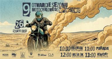 Miłośnicy motocykli w niedzielę 26 kwietnia 2026r. ponownie spotkają się w Pińczowie, by wspólnie zainaugurować nowy sezon. IX edycja wydarzenia zapowiada się jako dzień pełen atrakcji, w którym nie zabraknie efektownej parady, części oficjalnej oraz koncertu.
