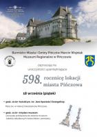 Pińczów będzie obchodził 598. rocznicę lokacji miasta. W programie znalazły się uroczysta msza w intencji mieszkańców oraz wydarzenie w Muzeum Regionalnym, podczas którego do jego zbiorów trafią zabytkowe świeczniki i porcelana. Obchody zaplanowano na piątek, 18 września.