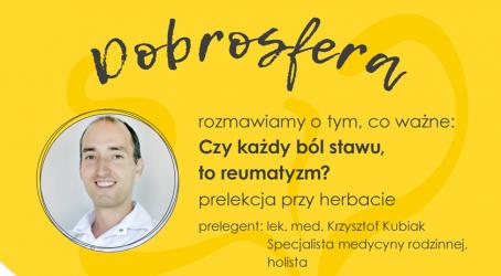 W czwartek, 13 listopada 2025 roku, o godzinie 17:30 w Miejsko-Gminnej Bibliotece Publicznej w Busku-Zdroju odbędzie się spotkanie w ramach cyklu Dobrosfera. Gościem wydarzenia będzie lek. med. Krzysztof Kubiak – specjalista medycyny rodzinnej i holista, który wygłosi prelekcję zatytułowaną Czy każdy ból stawu to reumatyzm?.