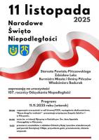 Starosta Powiatu Pińczowskiego Zdzisław Leks oraz Burmistrz Miasta i Gminy Pińczów Włodzimierz Badurak zapraszają mieszkańców na uroczystości z okazji 107. rocznicy Odzyskania przez Polskę Niepodległości.