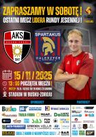 W najbliższą sobotę, 15 listopada 2025 roku, o godzinie 13:00
na Stadionie Miejskim w Busku-Zdroju odbędzie się spotkanie Keeza IV Ligi Świętokrzyskiej. Lider tabeli, AKS 1947 Busko-Zdrój,
podejmie na własnym boisku drużynę Spartakus Daleszyce.