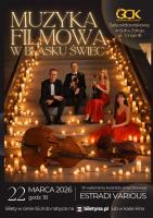 Wyobraź sobie salę rozświetloną setkami świec i muzykę, która od pierwszych dźwięków przenosi Cię do świata wielkich filmowych historii. Już 22 marca o godz. 18:00 zapraszamy na wyjątkowy koncert kwartetu smyczkowego Estradi Various - wieczór pełen wzruszeń, nostalgii i ponadczasowych melodii.
