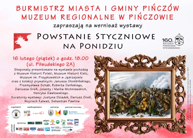 Muzeum Regionalne w Pińczowie serdecznie zaprasza na wystawę "Powstanie Styczniowe na Ponidziu".<br />