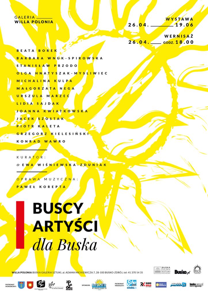 <br />
<p>Zapraszamy na wystaw "Buscy Artyci dla Buska", gdzie <br />
prezentowane bd wyjtkowe dziea stworzone przez artystw zwizanych z<br />
 Buskiem. Wystawa odbdzie si od 26 kwietnia do 19 czerwca 2024 roku w <br />
Buskiej Galerii Sztuki Willa Polonia. Wernisa odbdzie si 26 kwietnia o<br />
 godzinie 18:00.</p><p> </p><p> </p><p> </p><br />
<br />
