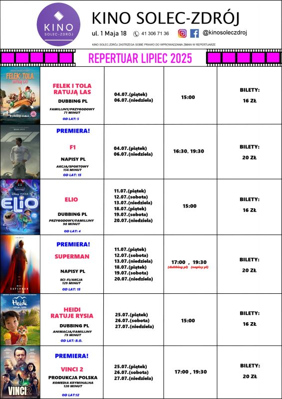 Zapraszamy na seanse do Kina Solec-Zdrój! A w repertuarze:  ELIO i SUPERMAN