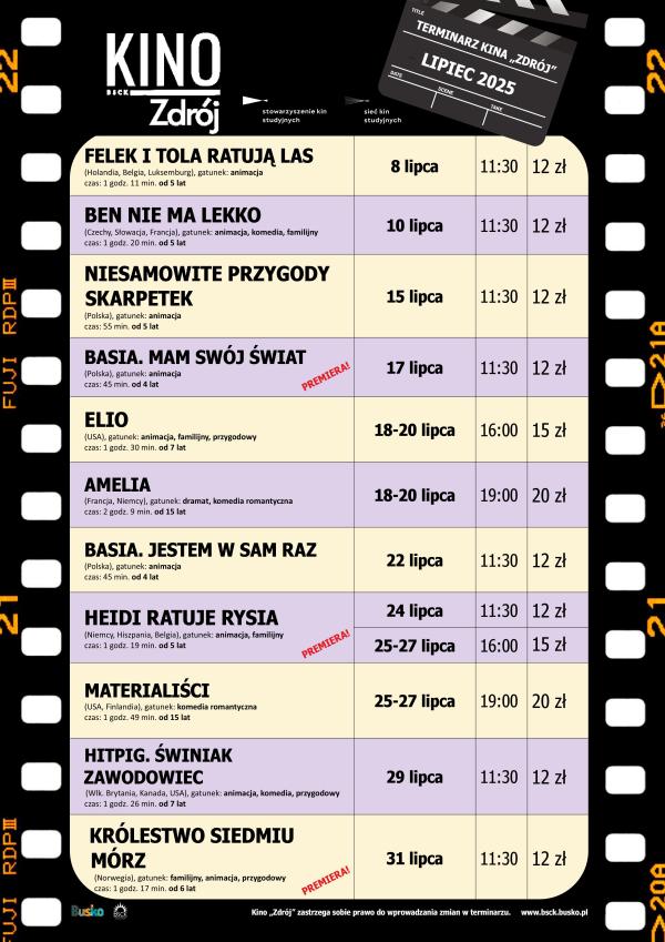 
Zapraszamy do zapoznania się z repertuarem filmowym Kina "Zdrój" w Busku-Zdroju. 

