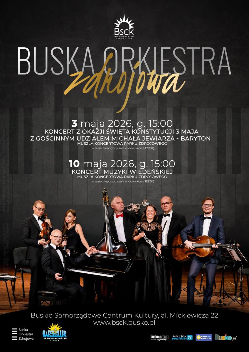 Buska Orkiestra Zdrojowa pod kierownictwem artystycznym Pawła Korepty zaprasza melomanów na dwa majowe koncerty, które odbędą się w Muszli Koncertowej Parku Zdrojowego.

