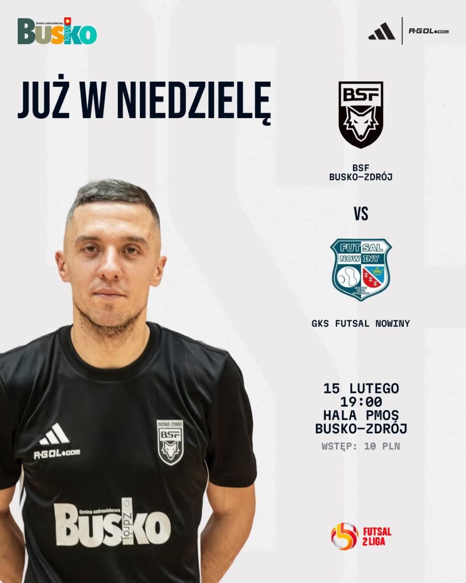 Trwa runda rewanżowa 2. Ligi Futsalu. W niedzielę, 15 lutego na własnym parkiecie drużyna BSF Busko-Zdrój  zmierzy się z zespołem GKS Futsal Nowiny.