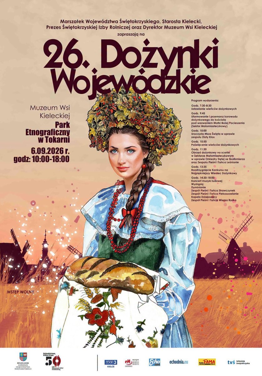 W niedziel�, 6 wrze�nia 2026 roku, Park Etnograficzny w Tokarni stanie si� miejscem 26. Do�ynek Wojew�dzkich. �wi�to plon�w potrwa od godz. 10.00 do 18.00, a udzia� w wydarzeniu jest bezp�atny.