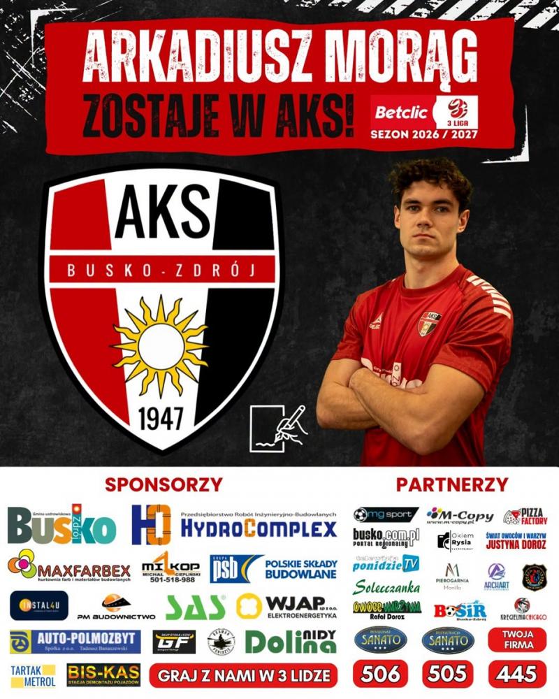 AKS 1947 Busko-Zdrój buduje kadrę na 3 ligę. Pięciu zawodników zostaje w zespole. Foto: 43062_sklad_aks_3liga_2026_003.jpg 
