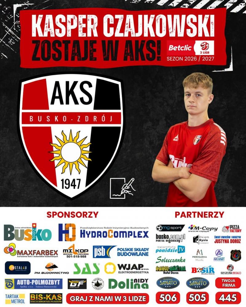 AKS 1947 Busko-Zdrój buduje kadrę na 3 ligę. Pięciu zawodników zostaje w zespole. Foto: 43062_sklad_aks_3liga_2026_005.jpg 