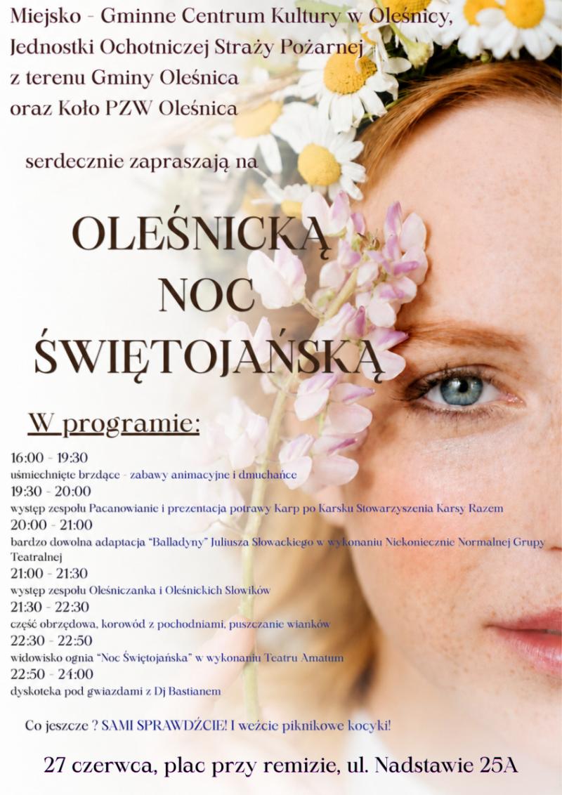 Ole�nicka Noc �wi�toja�ska ju� w sobot�. W programie wianki, ogniste widowisko i zabawa do p�nocy. Foto: 43067_olesnicka_noc_swietojanska.png 