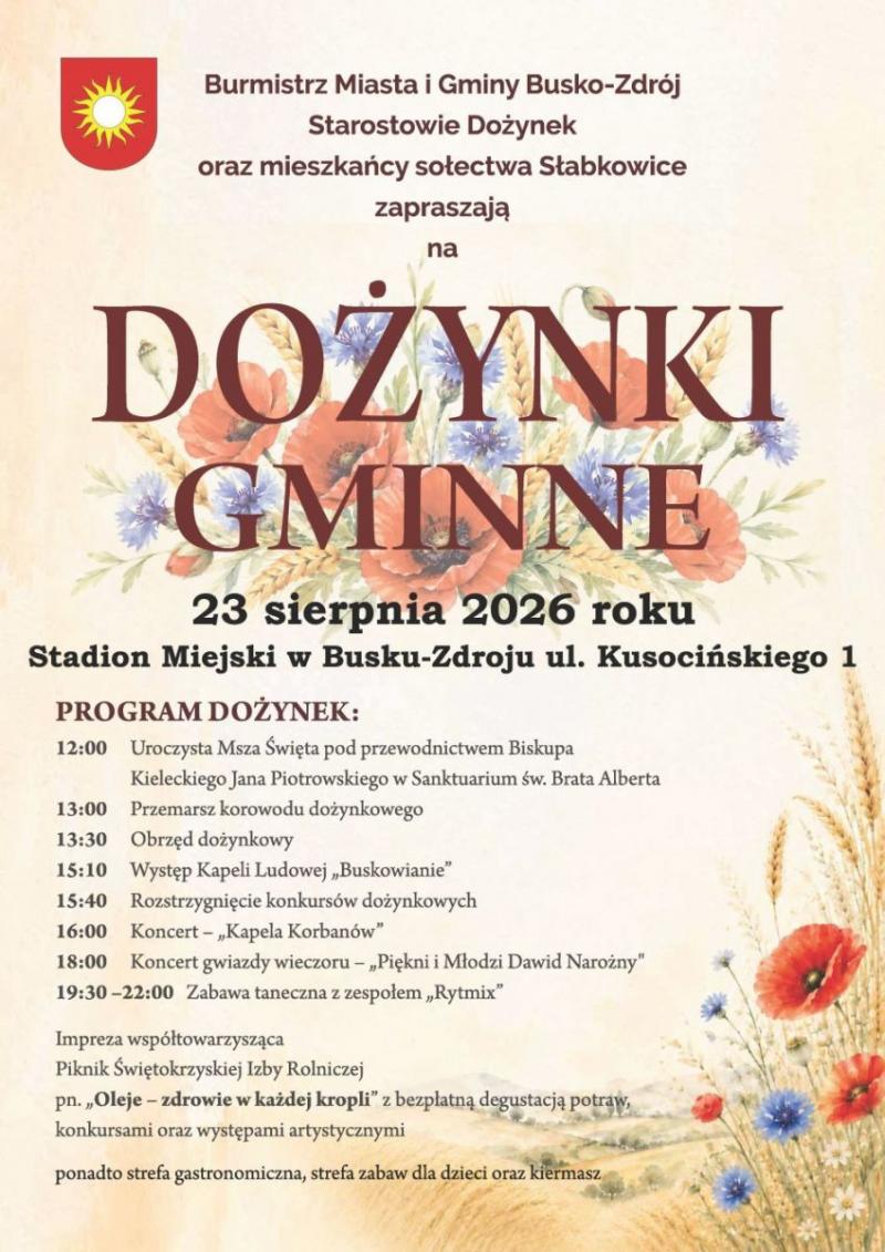 Do�ynki Gminne 2026 w Busku-Zdroju. Wystapi zesp� Pi�kni i M�odzi Dawid Naro�ny. Foto: 43312_dozynki_gminne_busko_2025.jpg 