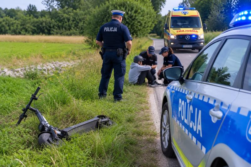 Coraz wi�cej wypadk�w na hulajnogach elektrycznych. Najbardziej zagro�one s� dzieci i m�odzie�. Foto: 43352_wypadek_na_hulajnodze.jpg 