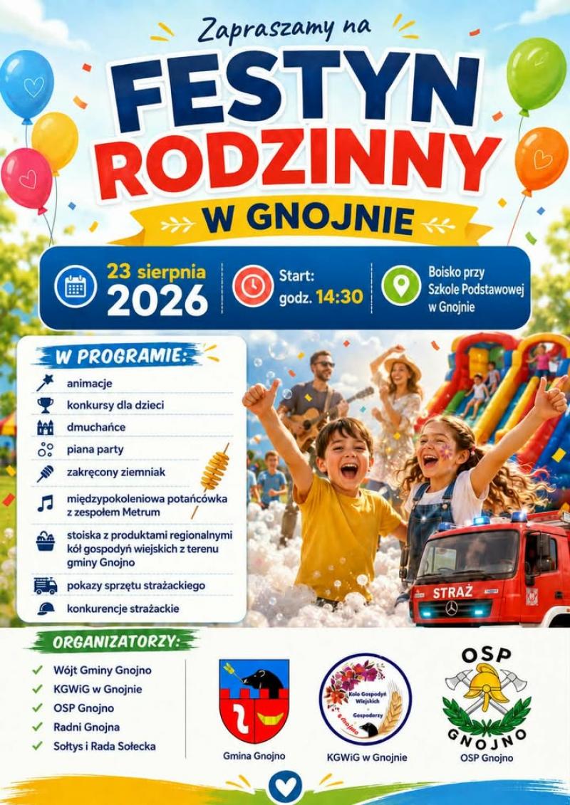 Festyn Rodzinny w Gnojnie 2026 ju� 23 sierpnia. Sprawd� program i atrakcje. Foto: 43383_festyn_rodzinny_gnojno.jpg 