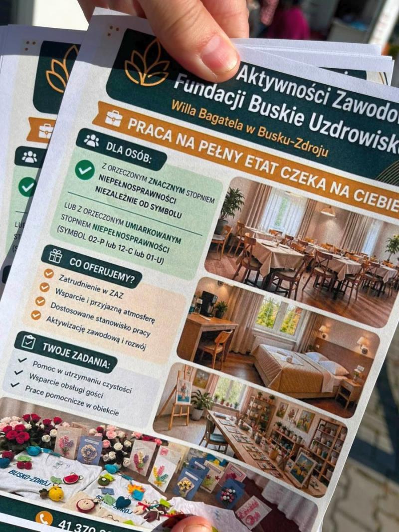 Praca w Busku-Zdroju dla os�b z niepe�nosprawno�ciami. Zak�ad Aktywno�ci Zawodowej prowadzi rekrutacj�. Foto: 43419_zdz_busko_uzdrowisko_1.jpg 