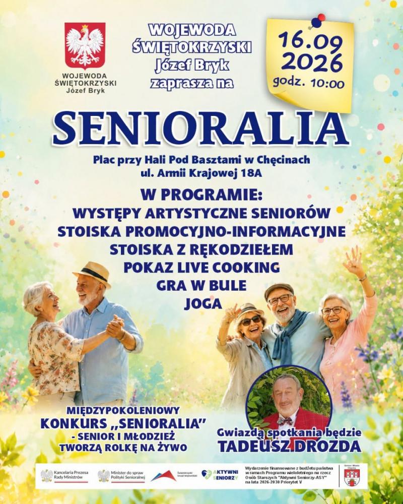 Wojew�dzkie Senioralia 2026 w Ch�cinach. Tadeusz Drozda poprowadzi spotkanie dla senior�w. Foto: 43498_wojewodzkie_senioralia_checiny.jpg 