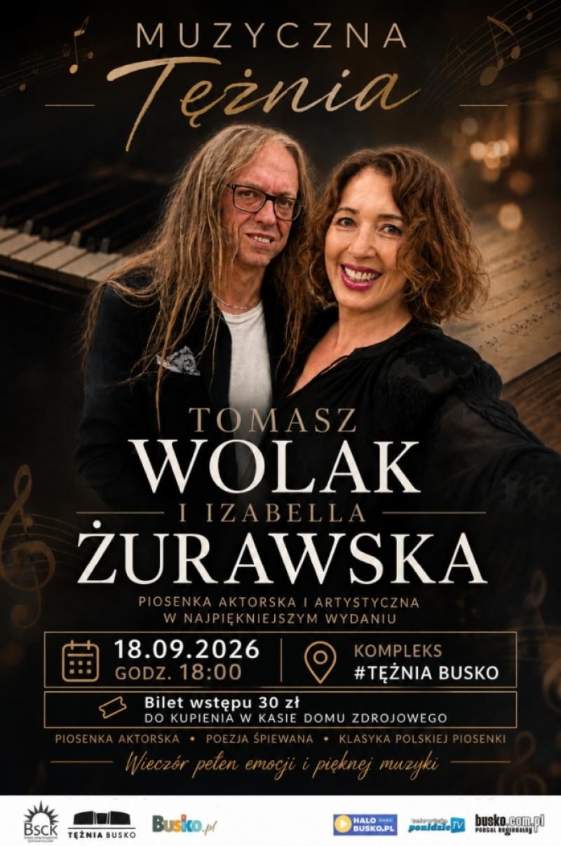 Muzyczna T�nia w Busku-Zdroju. Tomasz Wolak i Izabella �urawska wyst�pi� 18 wrze�nia. Foto: 43523_koncert_teznia_wolak.jpg 
