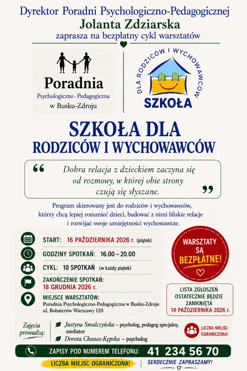 Bezp�atne warsztaty dla rodzic�w w Busku-Zdroju. Rusza 'Szko�a dla Rodzic�w i Wychowawc�w'. Foto: 43524_szkola_dla_rodzicow.PNG 