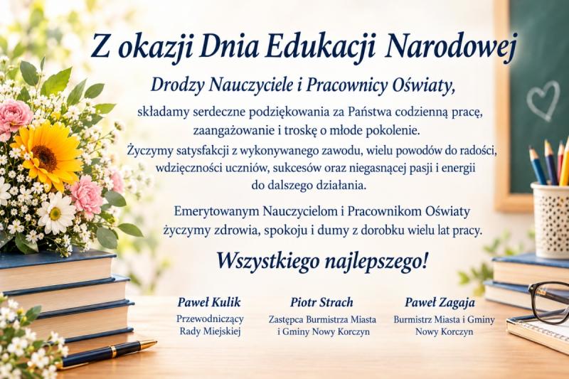�yczenia z okazji Dnia Edukacji Narodowej od w�adz Nowego Korczyna. Foto: 43713_zyczenia_den.jpg 