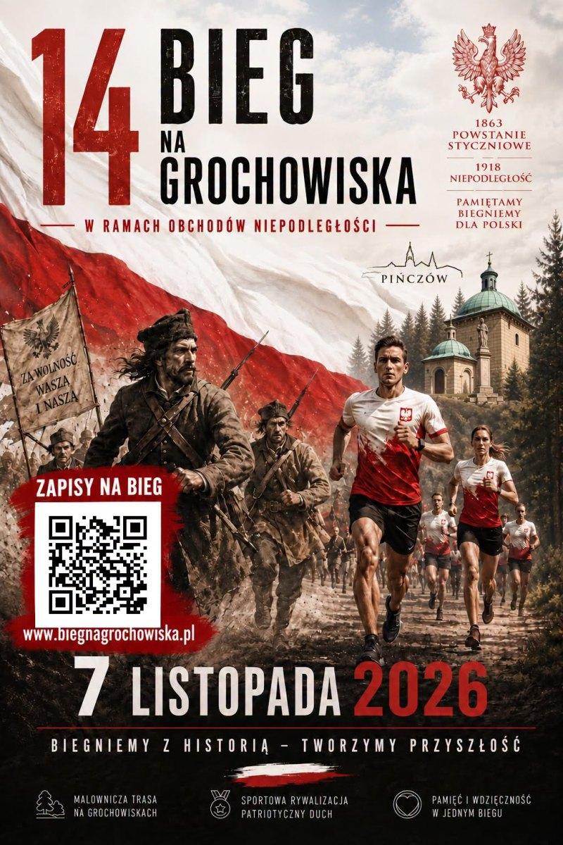 XIV Bieg na Grochowiska ju� 7 listopada. W Pi�czowie pobiegn� dla Niepodleg�ej. Foto: 43826_bieg_na_grochowiska_2026.jpg 